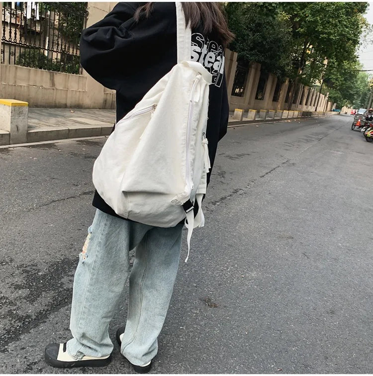Mochila de lona de estilo japonés informal y a la moda para estudiantes de secundaria y universitarios mochila para mujeres 가mochilas masculinas