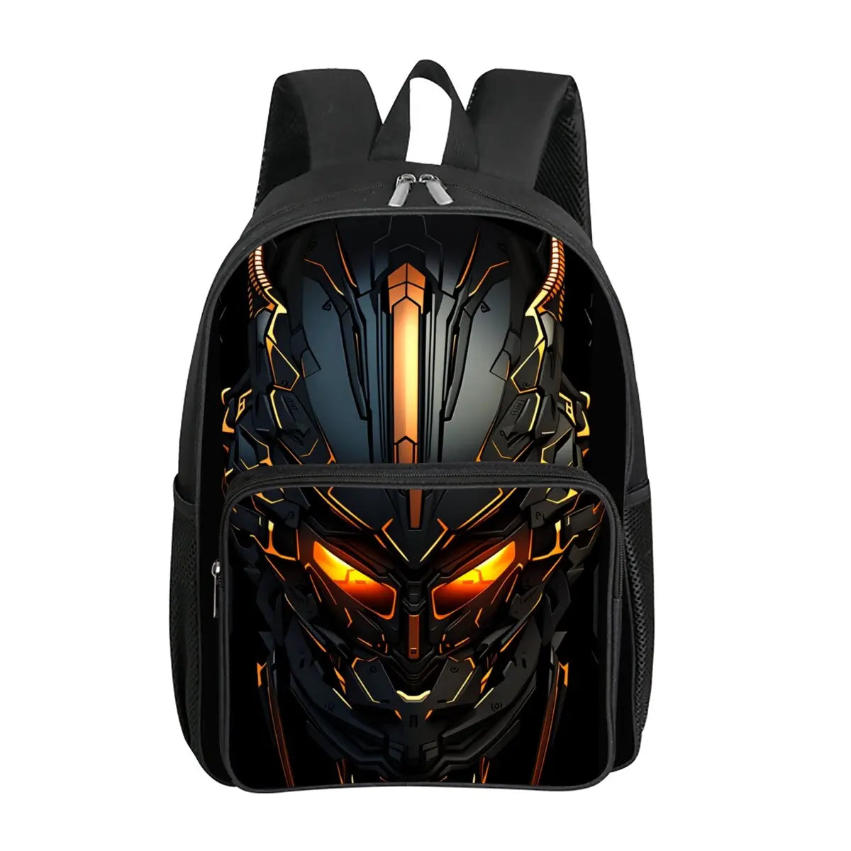 Mochila con bolsillo frontal cuadrado con estampado de robots mecánicos para niños y niñas, los mejores regalos, mochila escolar de dibujos animados plana 2D para niños