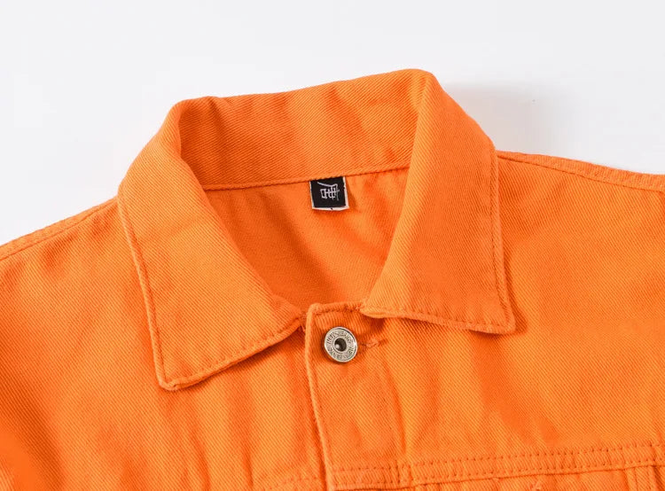 Nuevas Chaquetas Vaqueras Moradas de Moda para Hombre con Agujeros, Abrigos de Mezclilla Sólidos para Primavera y Otoño, Chaquetas Vaqueras Casuales de Algodón para Hombre, Tallas hasta 5XL