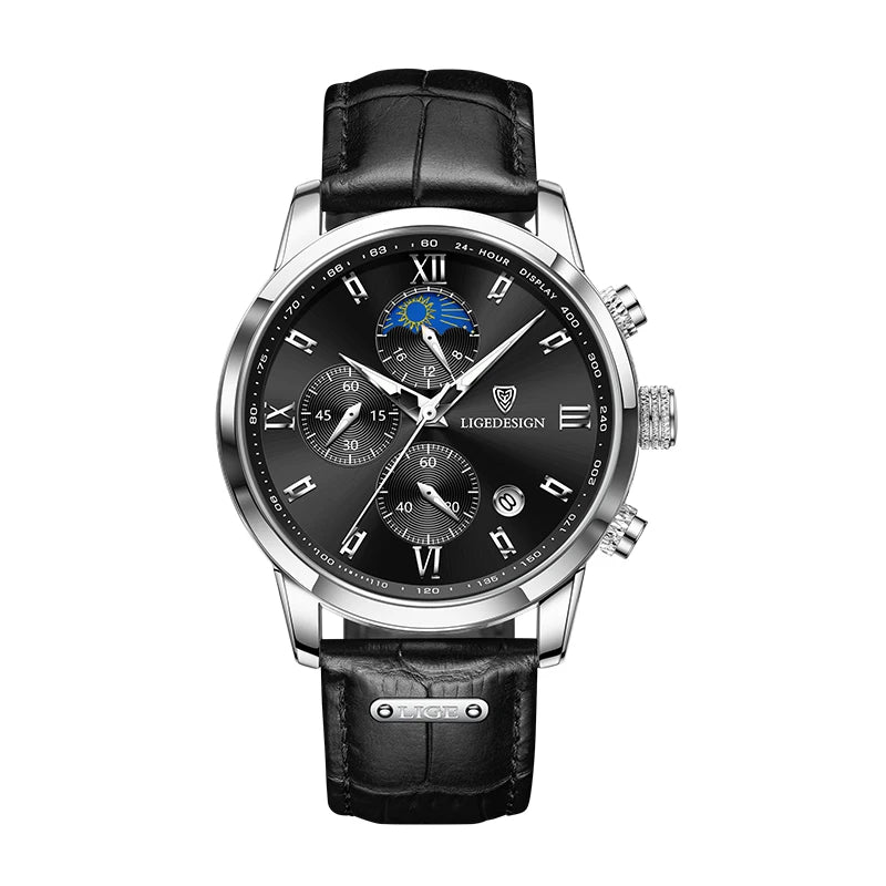 Nuevos relojes para hombre LIGE, marca superior, reloj de pulsera de lujo para hombre, reloj de cuarzo de cuero, reloj deportivo resistente al agua para hombre, reloj Masculino + caja