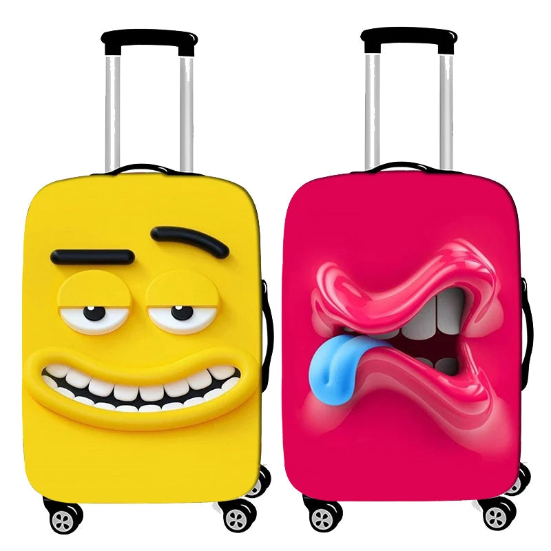 Funda antipolvo para maleta de viaje con expresión divertida, funda protectora para equipaje para cubierta de carrito de 18-32 pulgadas, accesorios de viaje