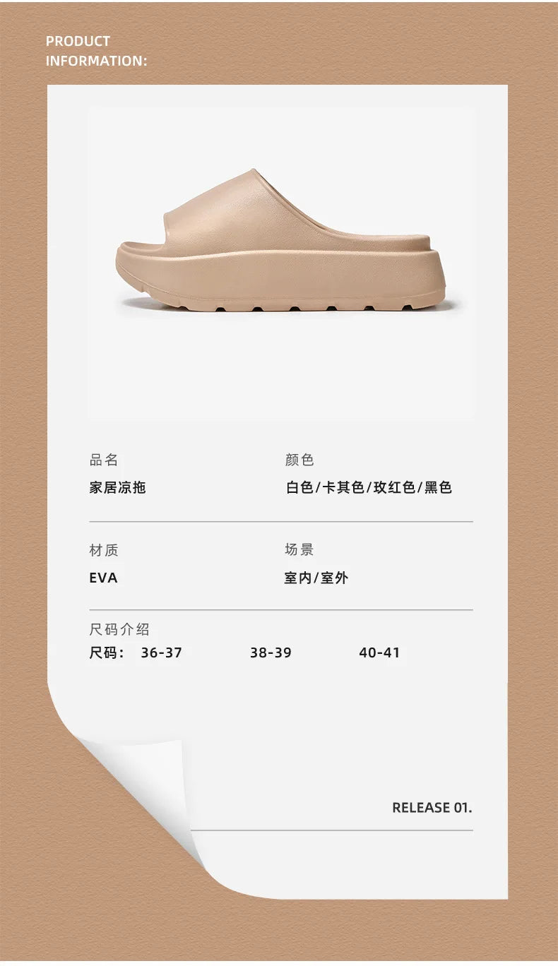 Comwarm, zapatillas de plataforma para mujer, sandalias suaves de suela gruesa de EVA, zapatillas de tacón plano de fondo alto a la moda, chanclas informales antideslizantes para casa