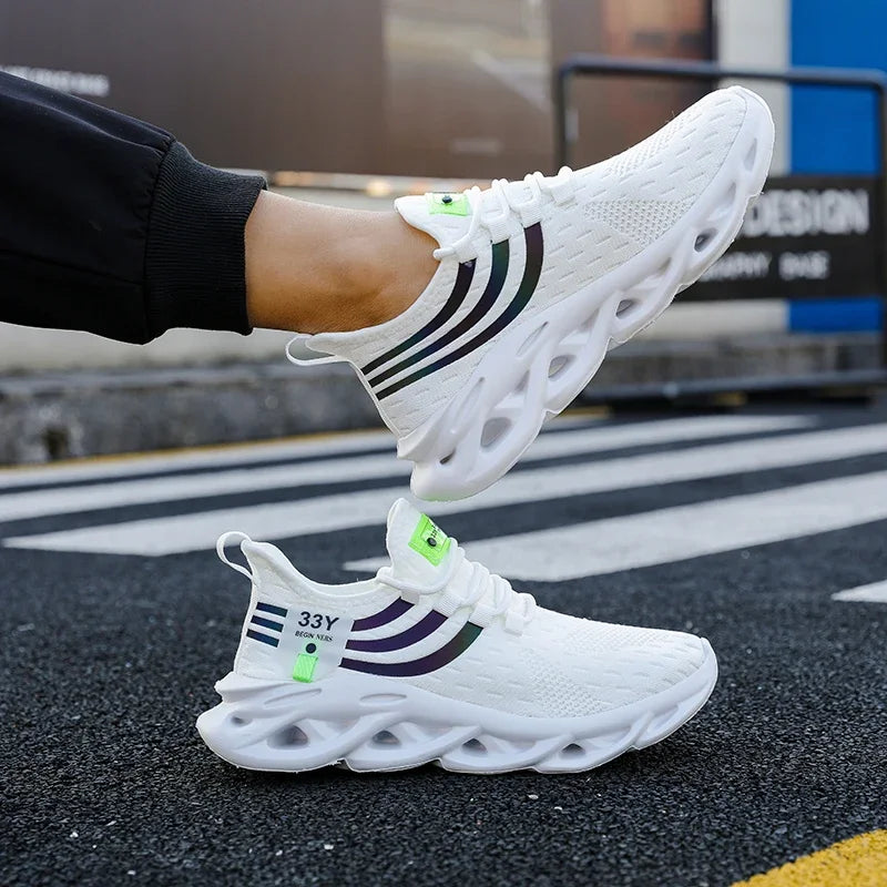 Zapatillas de deporte de malla para hombre, Calzado cómodo y ligero para senderismo al aire libre, transpirable, a la moda, zapatos informales para correr, Tenis