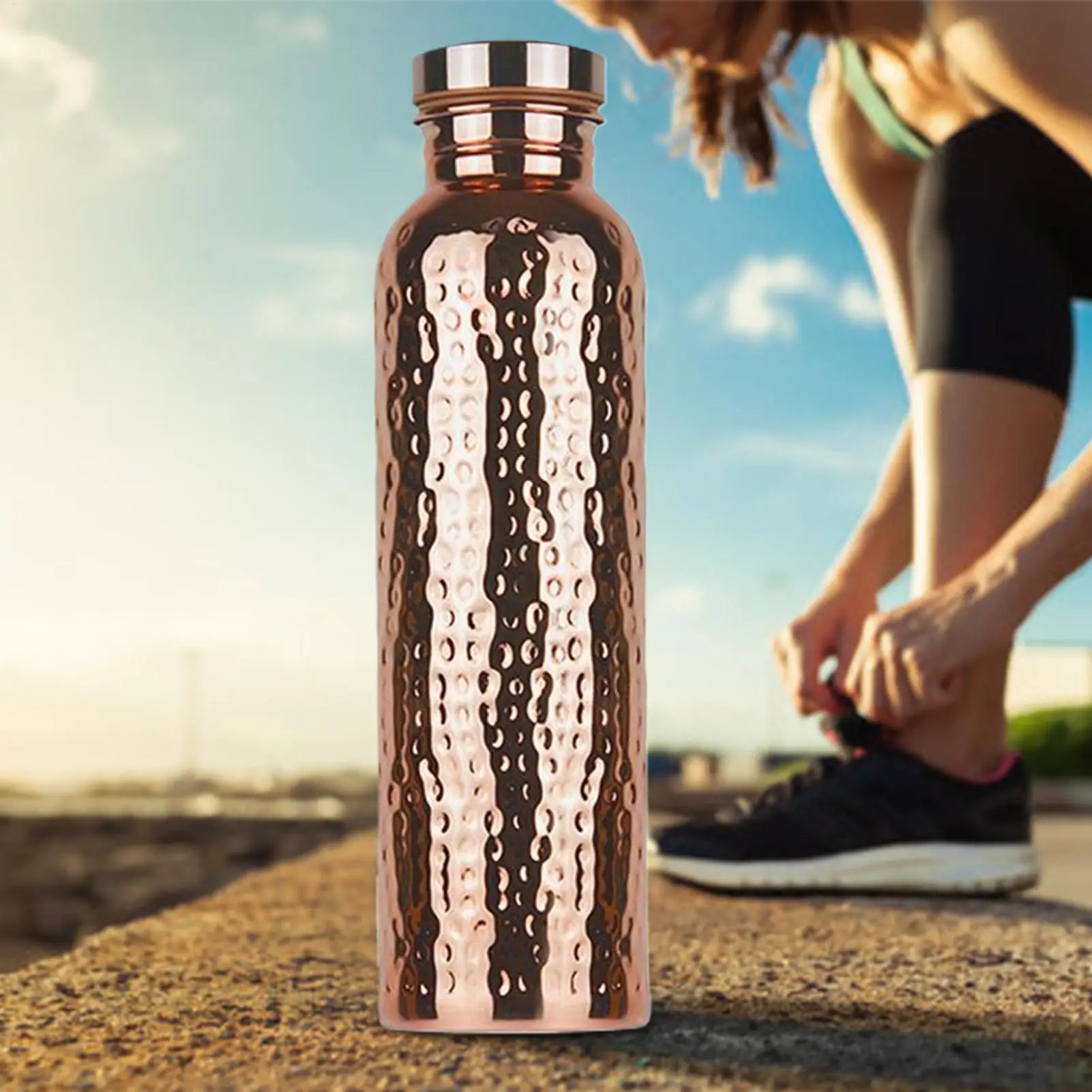 Botella de agua de cobre para beber, botella de agua aislada a prueba de fugas, taza portátil a prueba de fugas de 27Oz para hidratación, gimnasio, senderismo al aire libre