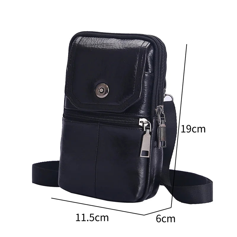 Bolso cruzado de cuero Vintage ligero para hombre, bolsa de mensajero pequeña para almacenamiento de teléfono y pasaporte, 1 ud.