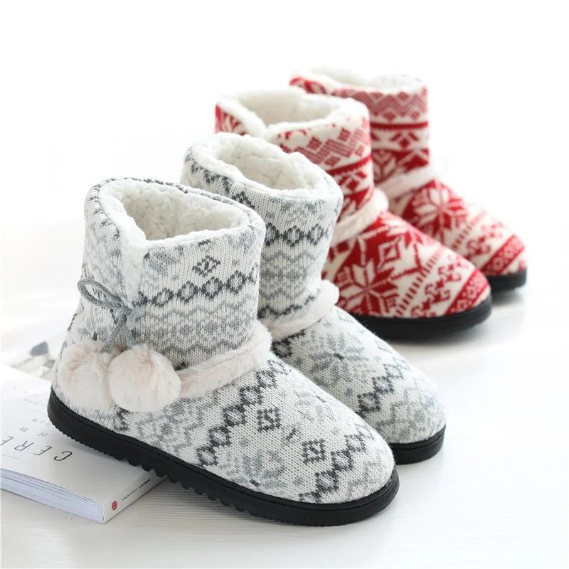 Zapatillas de Invierno para mujer, botines cálidos de felpa para interiores y exteriores, botas bonitas para el hogar