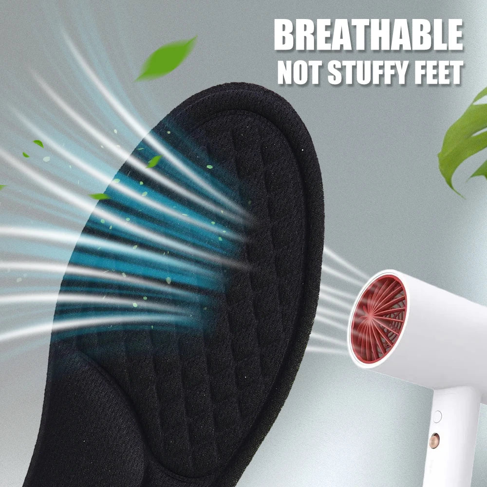 Plantillas ortopédicas de espuma viscoelástica suave, plantillas desodorantes negras para zapatos deportivos, absorbe el sudor, accesorios antibacterianos para zapatos, 2/10 Uds.