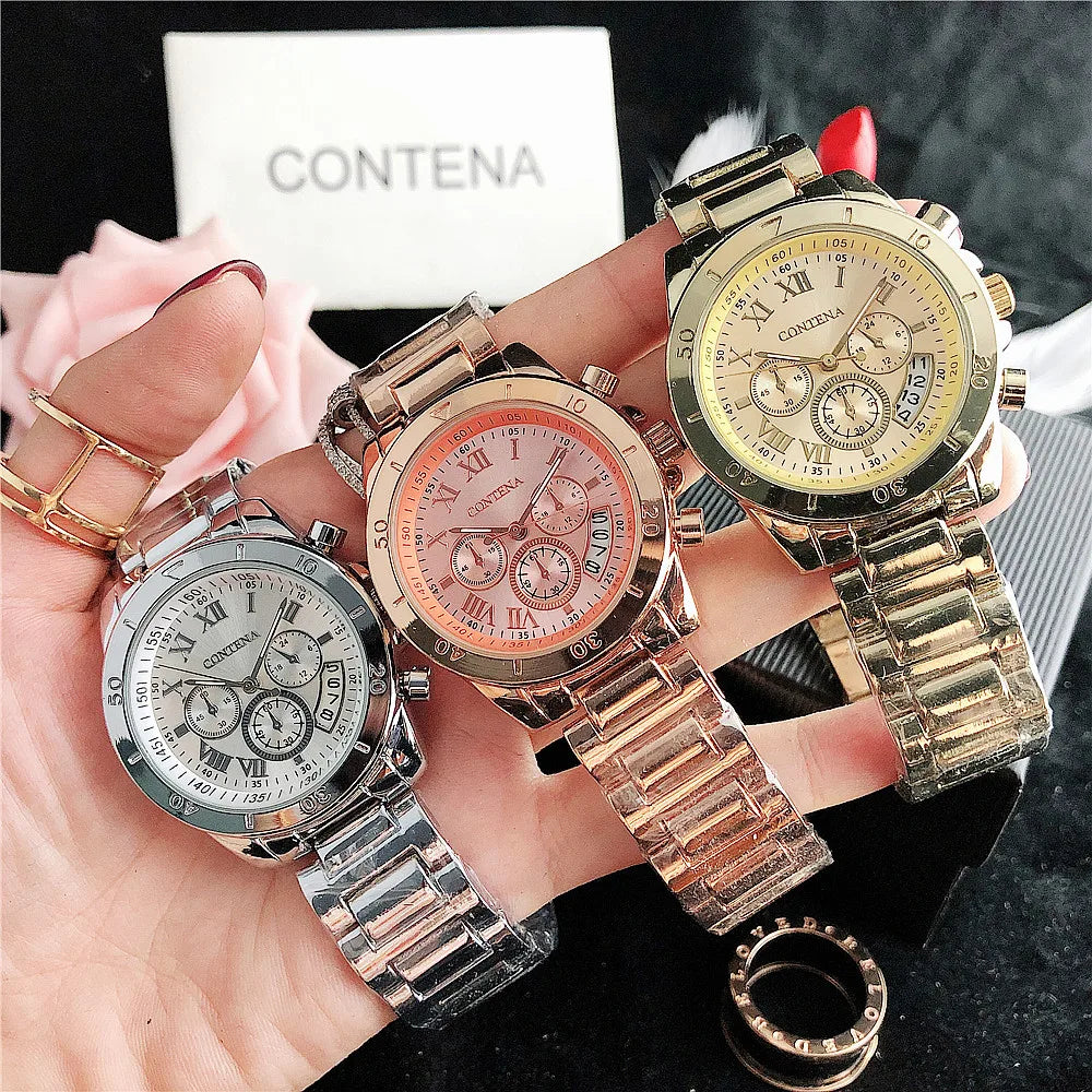 CONTENA Top Brand Luxury Watches for Women Fashion Creative Steel Bracelet Women's Watches Ladies Quartz Watch Reloj Mujer