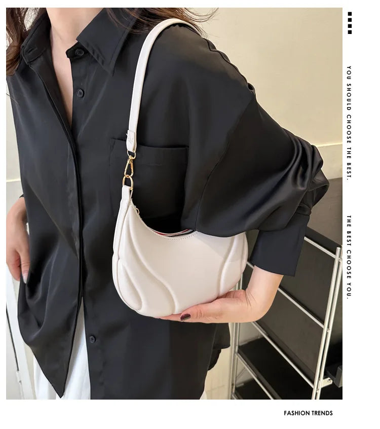 Elegante bolso de axila de cuero de Pu en relieve para mujer, bolso de hombro, bolso de mano de moda, bolso cruzado versátil para ir al trabajo