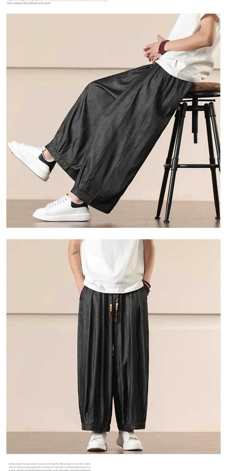 Pantalones Anchos Holgados de Hombre Estilo Chino para Primavera 2026, Pantalones Harem Casuales de Nueve Puntos para Hombre, Joggers Hip Hop de Otoño