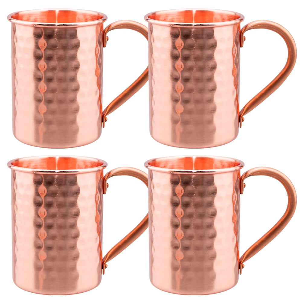 Taza de cobre puro Vintage de 400ml, textura de martillo engrosada, taza de café con leche para desayuno de cobre 100%, vaso de té hecho a mano
