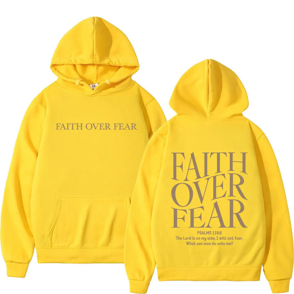 Faith Over Fear-sudaderas con capucha para hombres y mujeres, sudaderas con capucha de lana de gran tamaño, moda Harajuku, versículo de la Biblia de Jesús, Otoño e Invierno
