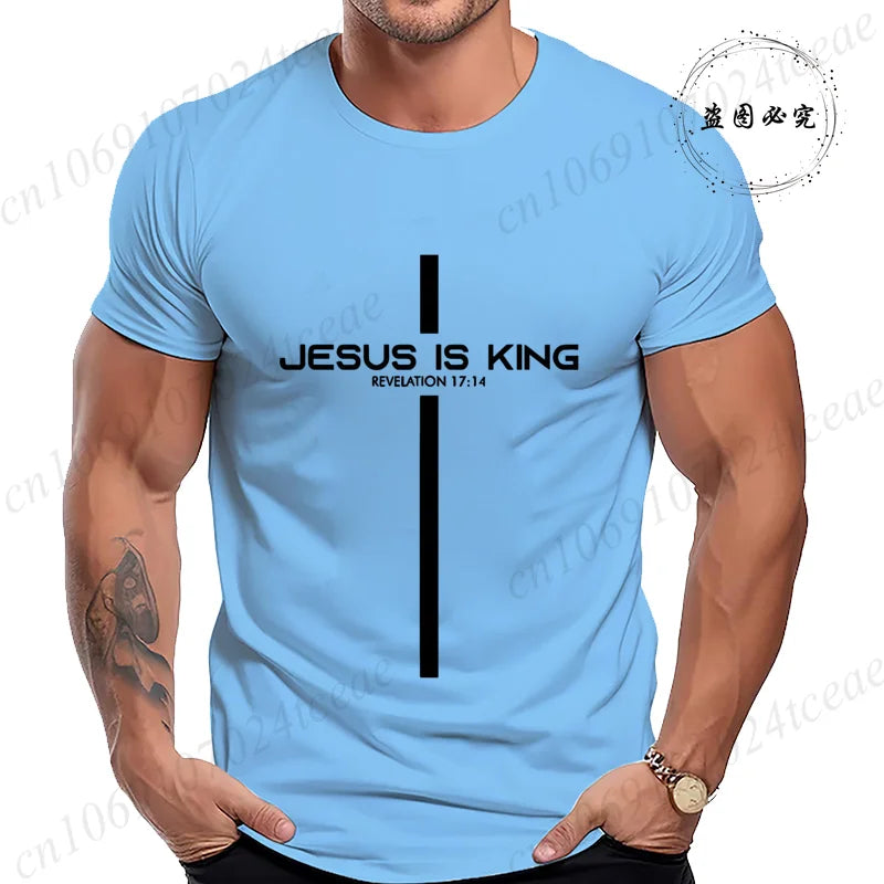 Camiseta para hombre con estampado de Jesús es rey, camisetas gráficas Unisex, moda Harajuku, pantalón corto informal de calle, camisetas de manga Jesús es rey