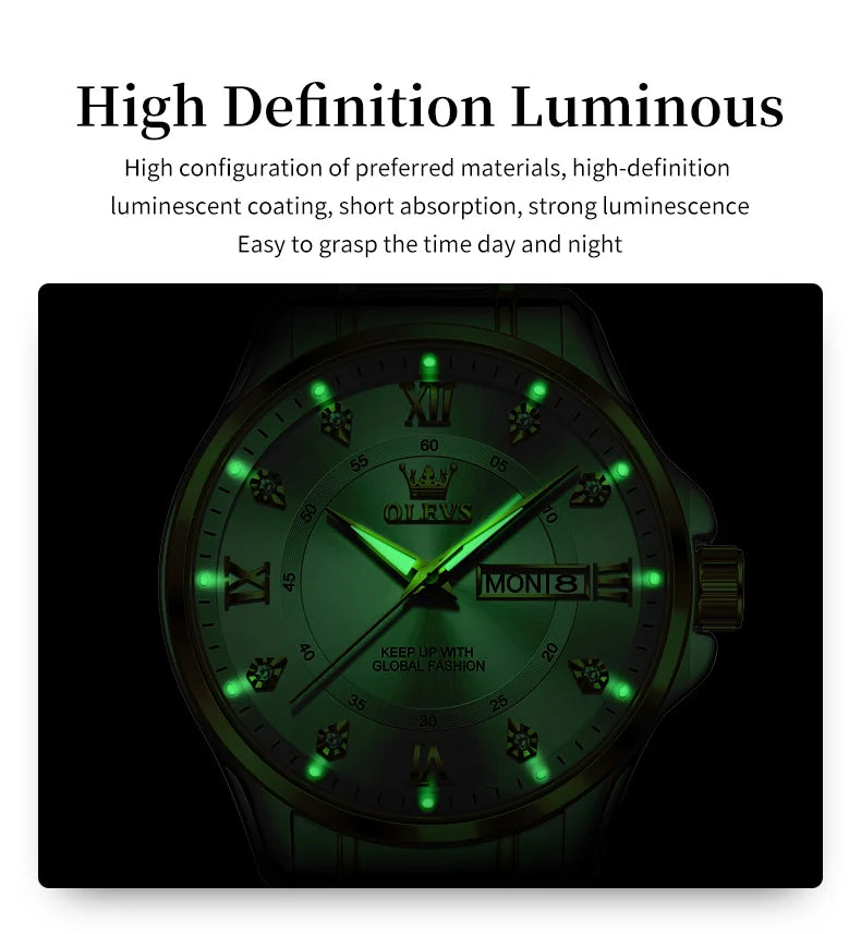 OLEVS, reloj de cuarzo Original superior para parejas, reloj de lujo con esfera de diamante a escala romana para hombres y mujeres, reloj de mano resistente al agua con correa de rombos