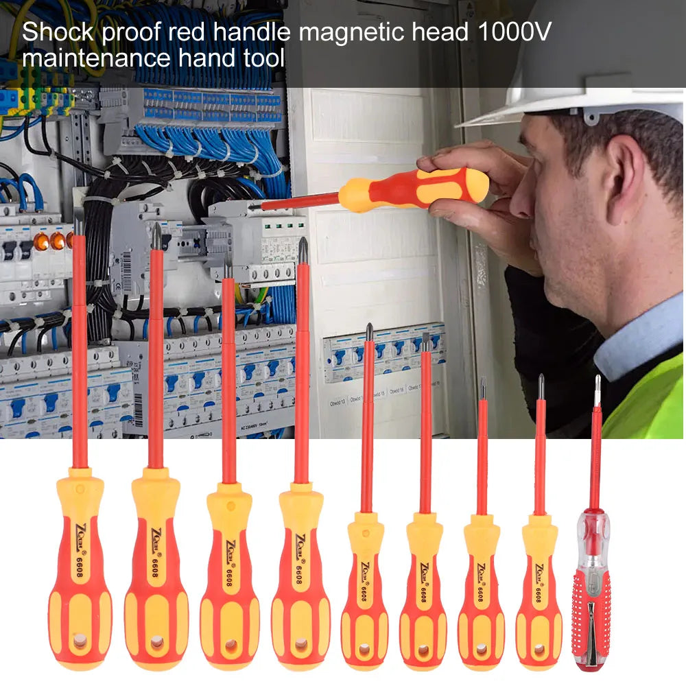 Juego de destornilladores magnéticos multifuncionales con aislamiento - Puntas Phillips/Plana, Herramientas manuales profesionales para electricistas
