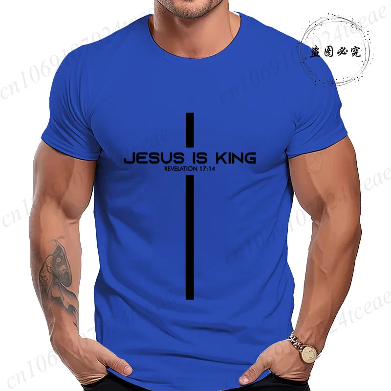 Camiseta para hombre con estampado de Jesús es rey, camisetas gráficas Unisex, moda Harajuku, pantalón corto informal de calle, camisetas de manga Jesús es rey
