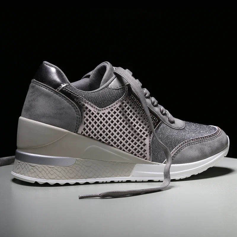 Zapatos vulcanizados para mujer con aumento de altura, zapatos ligeros y transpirables para caminar, zapatos de plataforma para mujer, zapatillas de deporte con cuña hechas a mano