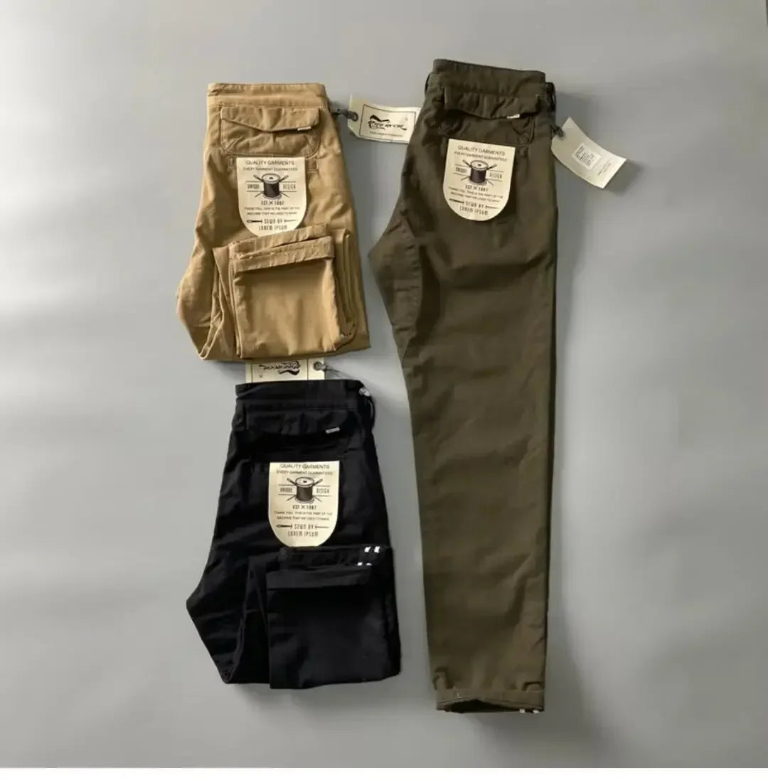 Pantalones Cargo resistentes de algodón puro de estilo americano para hombres, calzado informal de pierna recta holgada antisuciedad y antidesgaste