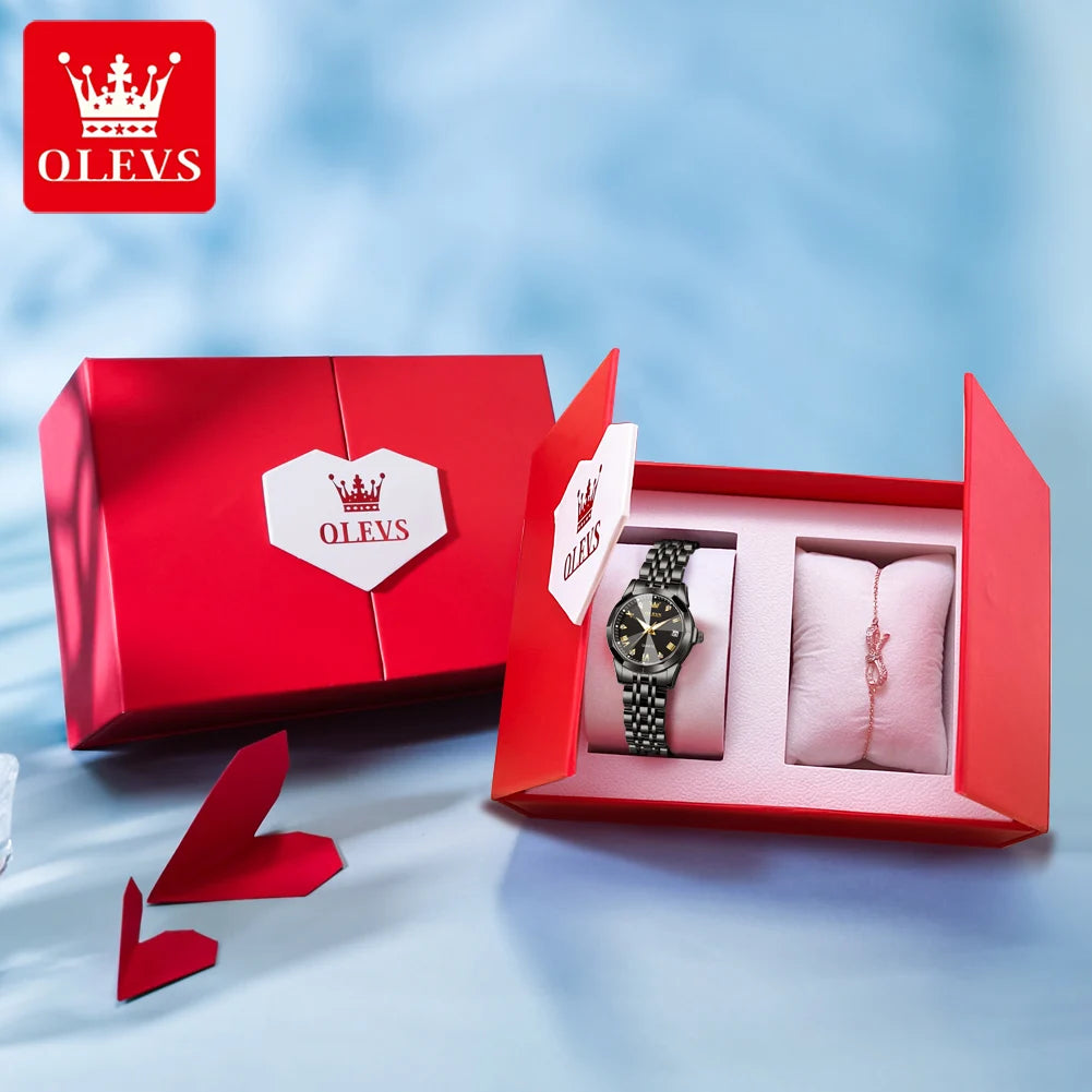 Reloj de Pulsera OLEVS 9931 para Mujer, Elegante, de Primera Marca, con Espejo en Forma de Rombo, Cuarzo Original, Diamantes, Acero Inoxidable, a la Moda, Resistente al Agua
