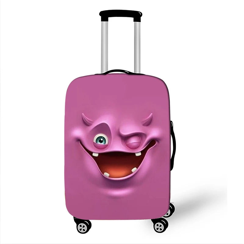Funda antipolvo para maleta de viaje con expresión divertida, funda protectora para equipaje para cubierta de carrito de 18-32 pulgadas, accesorios de viaje