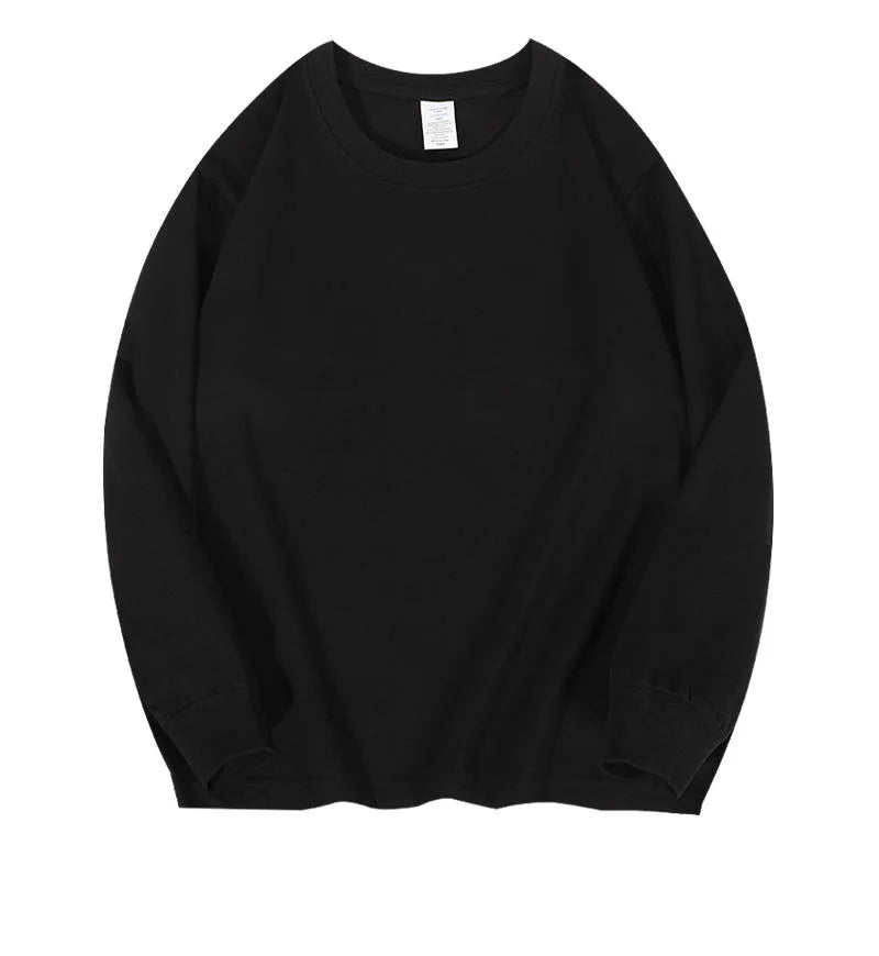Camiseta de manga larga para hombre y mujer, camisa 100% de algodón de gran tamaño, Color puro, ropa de calle para invierno y otoño, 230GSM