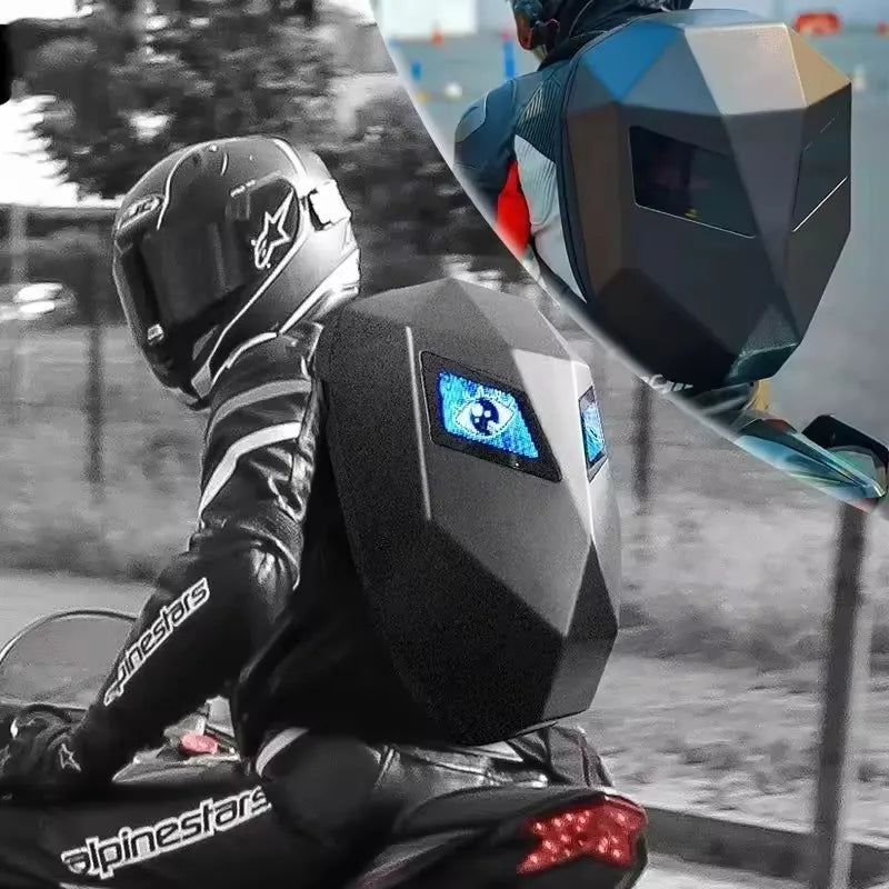 Mochila Para motocicleta Para hombre y mujer, aplicación de ojos Led, Control por Bluetooth, Editor DIY, portátil de 14 pulgadas, Mochilas Para Motocicletas, mochila F1