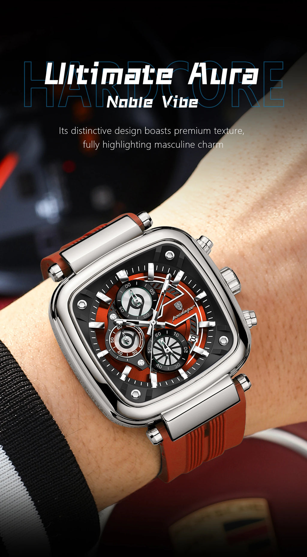 POEDAGAR Luxury Watch For Men Calendar Luminous Waterproof Man Clock Male Chronograph Silicone Sports Men's Quartz Watches Reloj