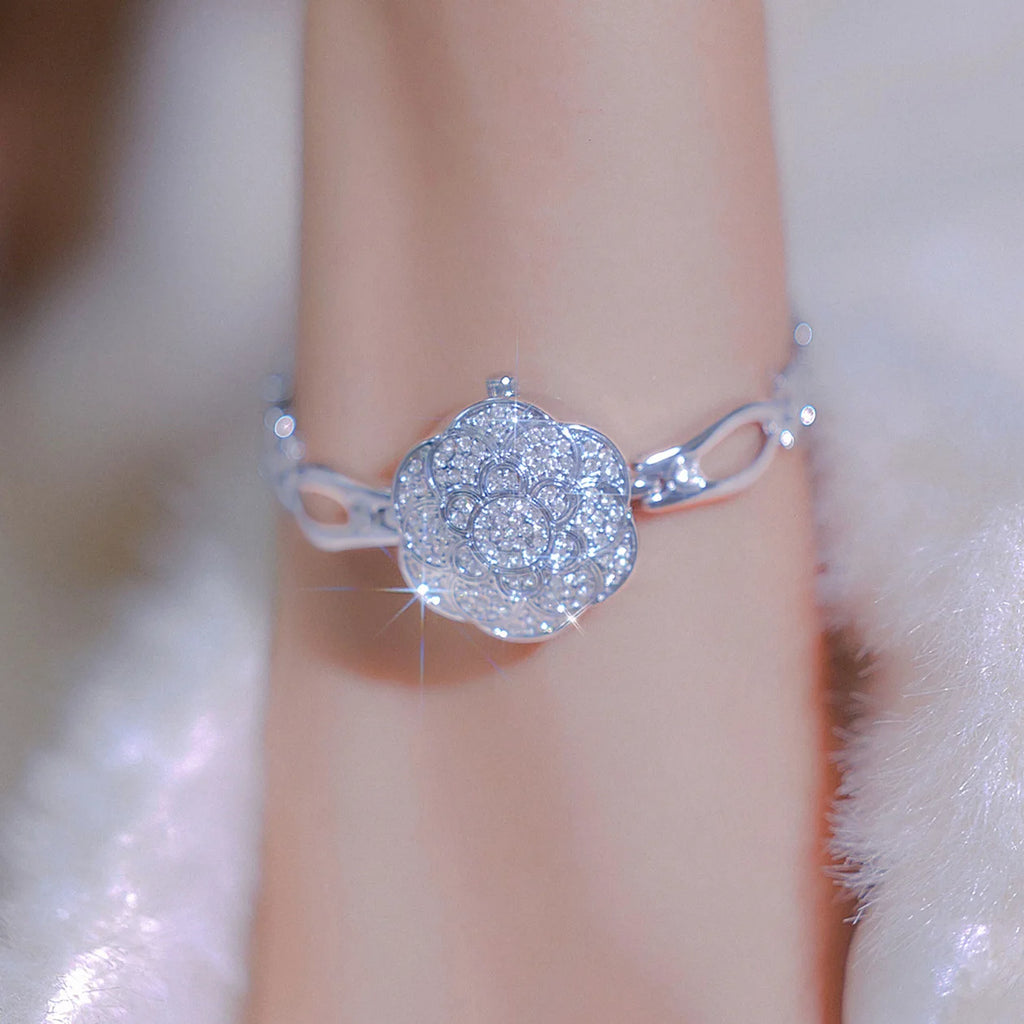 Reloj de mujer Camelia Flip-top reloj de cuarzo ligero de lujo exquisito temperamento pulsera reloj de mujer regalo