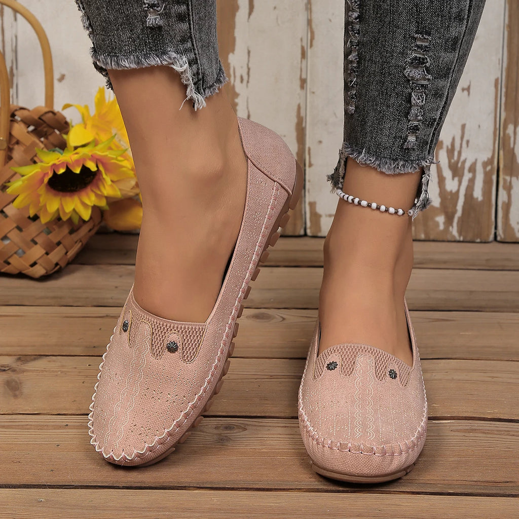 Goreyodoly, mocasines para mujer, diseño floral hueco, zapatos planos sin cordones, transpirables, ligeros, informales, para caminar, suaves y antideslizantes