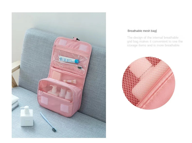 Bolsa de maquillaje de viaje, organizador de artículos de tocador impermeable, Neceser de alta calidad para mujer, bolsa de lavado con gancho para baño, bolsa de almacenamiento con gancho