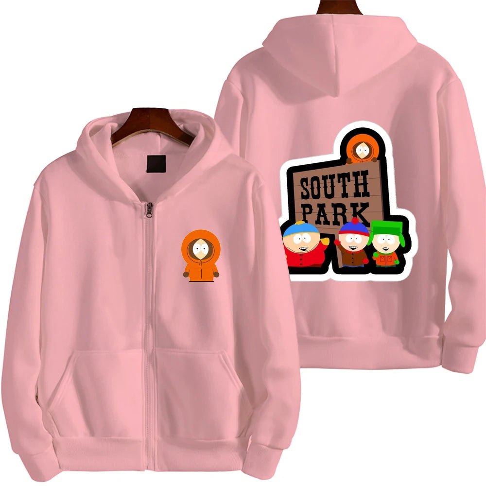 2025 nueva moda South Park dibujos animados Anime hombres Sudadera con capucha Otoño/Invierno mujeres cremallera sudadera pareja abrigo