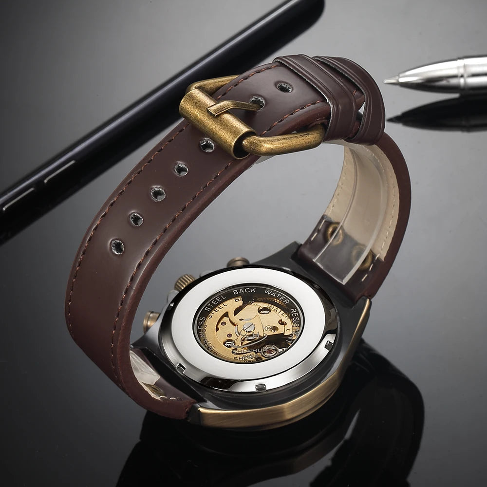 Relojes mecánicos automáticos para hombre, reloj de pulsera con esqueleto de Tourbillon, luminoso, de lujo