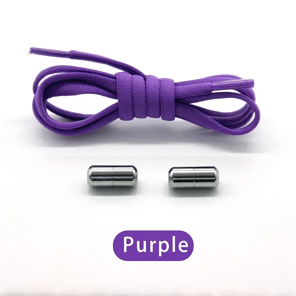 Cordones elásticos sin atar, cordones semicirculares para zapatillas de deporte para niños y adultos, cordones de bloqueo de Metal para perezosos rápidos, cuerdas para zapatos