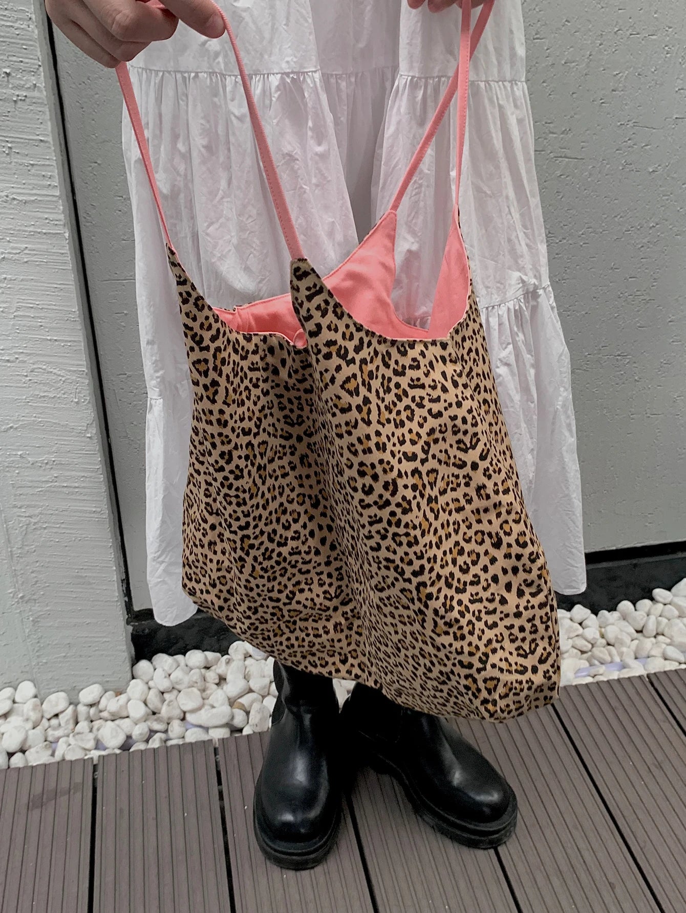 Bolso de Hombro Doble para Mujer, Diseño Moderno con Estampado de Puntos, Estilo Coreano de Primavera/Verano, Color Rosa, Moda Urbana