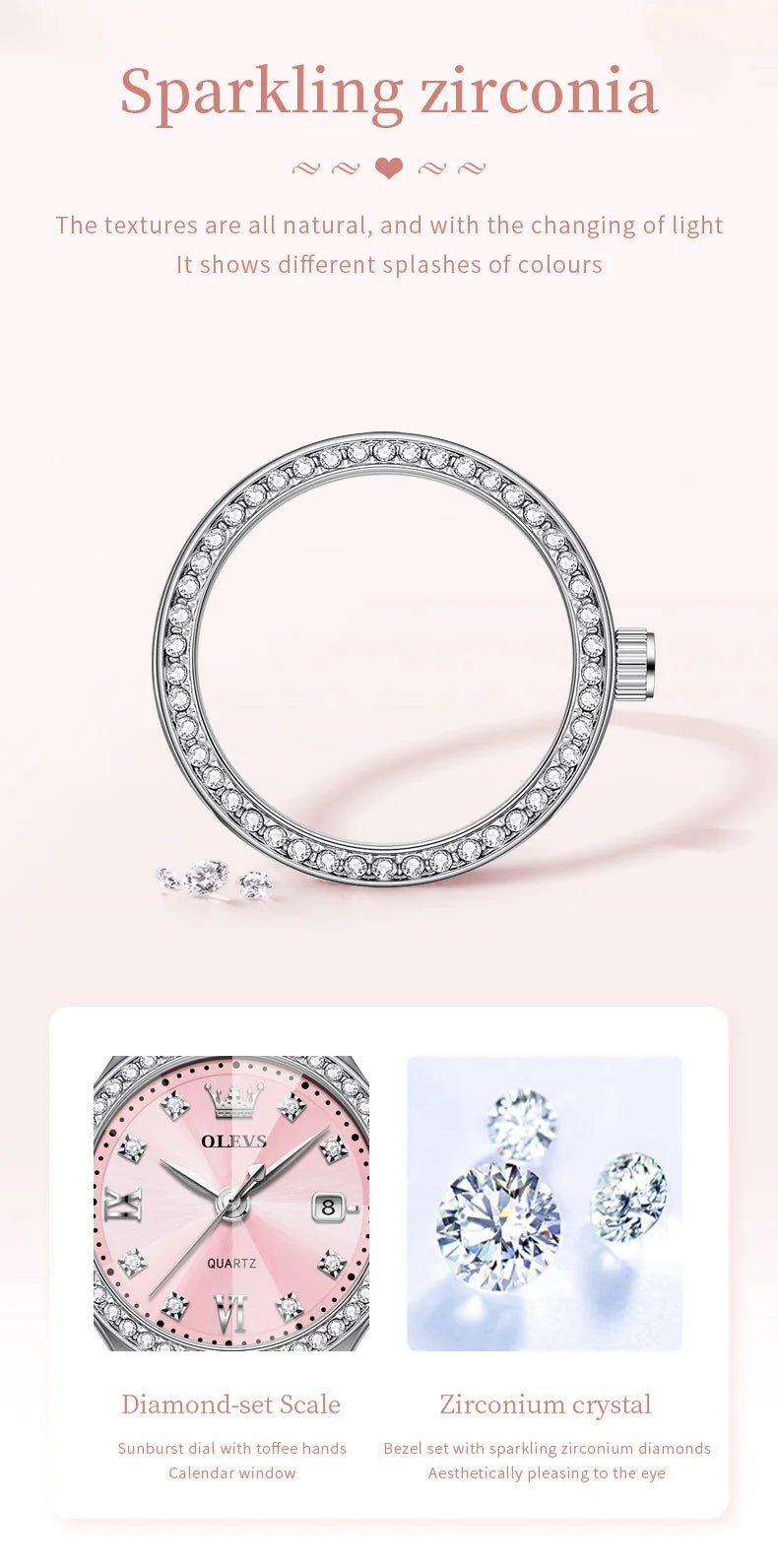 OLEVS Brand Original Quartz Watch Women Watch Fashion Waterproof Luminous Stainless Steel Diamond Date Women's Watch Reloj