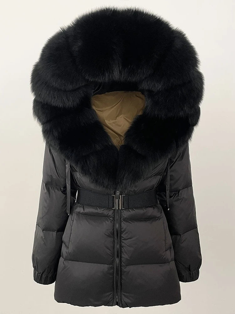 OFTBUY 2025 new women's winter clothing, white duck down coat, natural fox fur hooded jacket, fashionable warm padded jacket for women