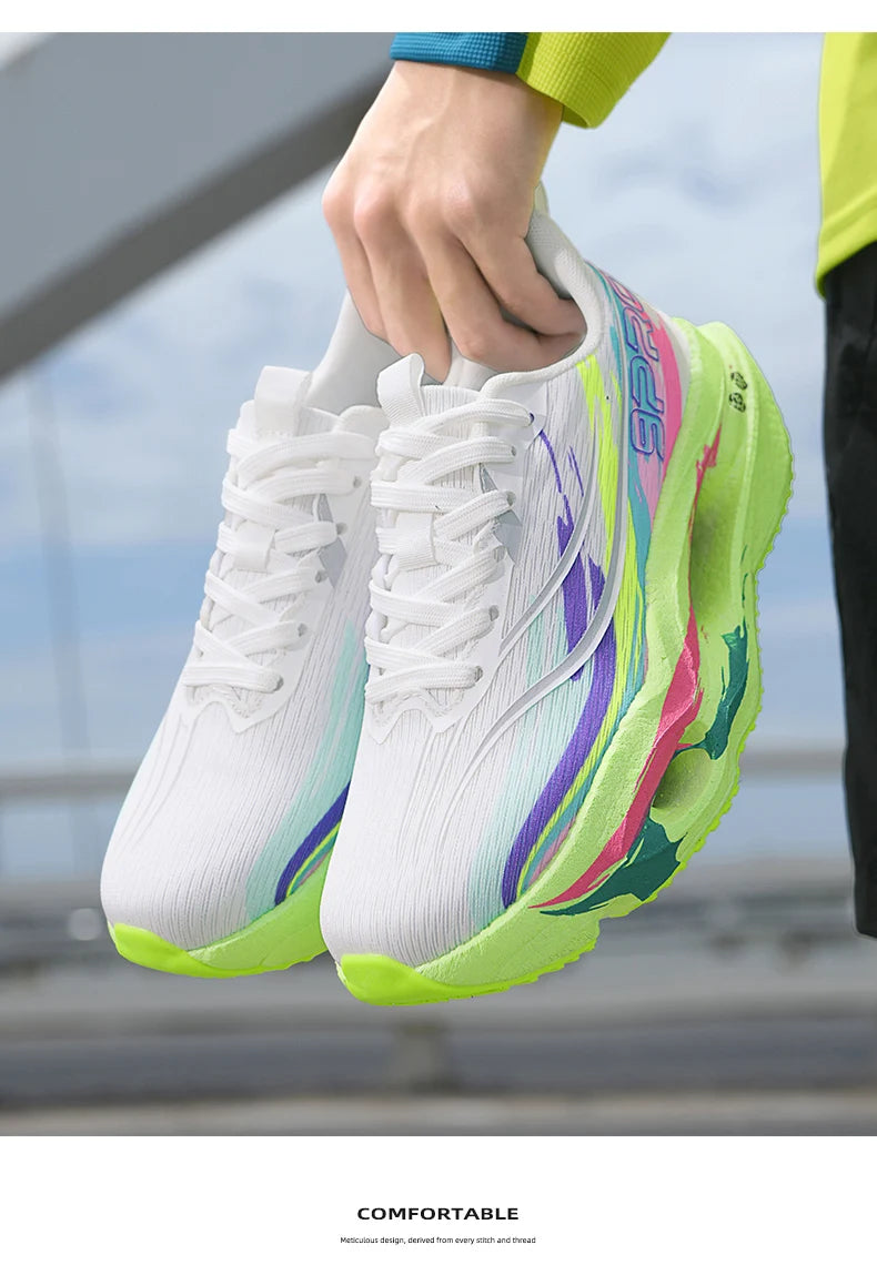 Zapatillas Deportivas para Hombre, Especializadas para Maratón, con Placa de Carbono, Transpirables, Ligeras, Cómodas, Antideslizantes, para Mujer