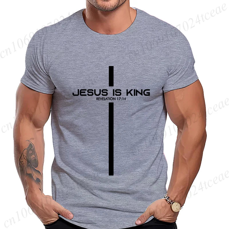 Camiseta para hombre con estampado de Jesús es rey, camisetas gráficas Unisex, moda Harajuku, pantalón corto informal de calle, camisetas de manga Jesús es rey