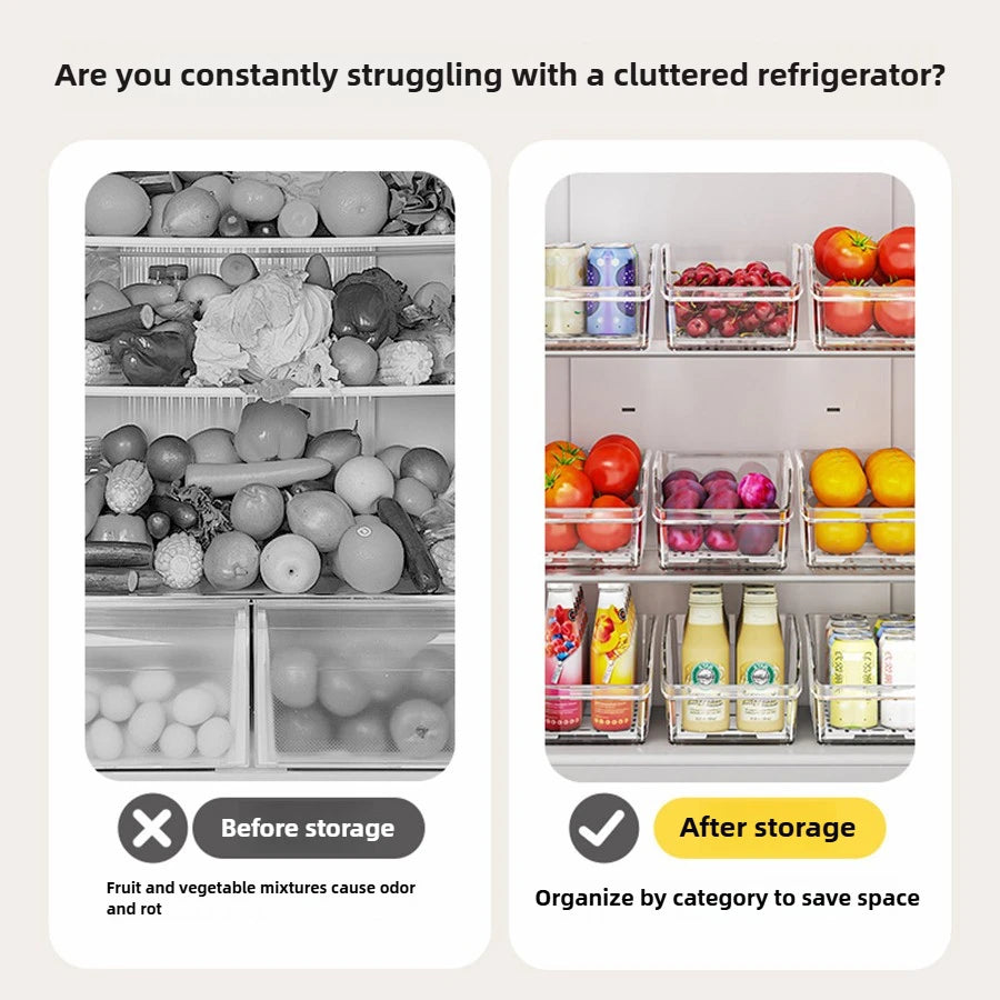 Aesthetic Clear Fridge & Pantry Organizer Bins