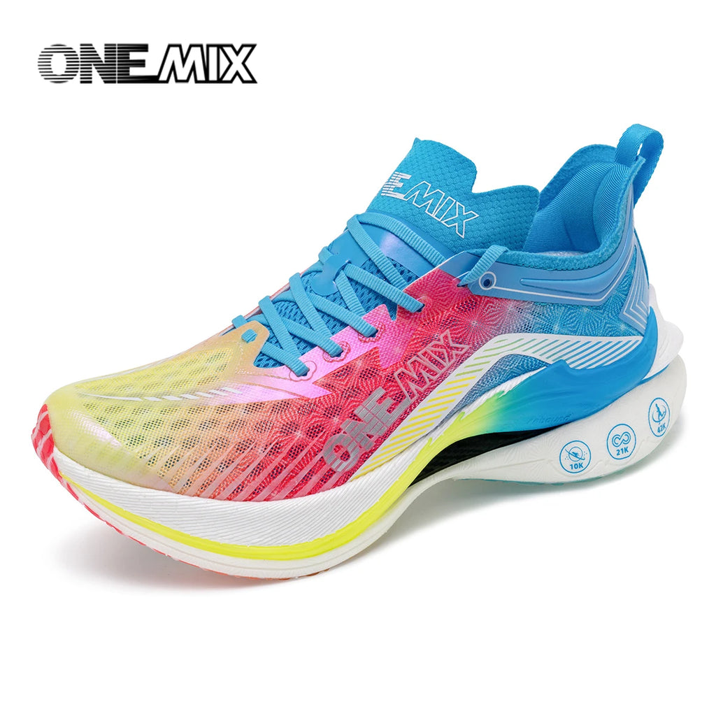 ONEMIX Trail Racing zapatillas para correr cojín malla transpirable estable usable placa de carbono al aire libre maratón deporte entrenamiento zapatillas