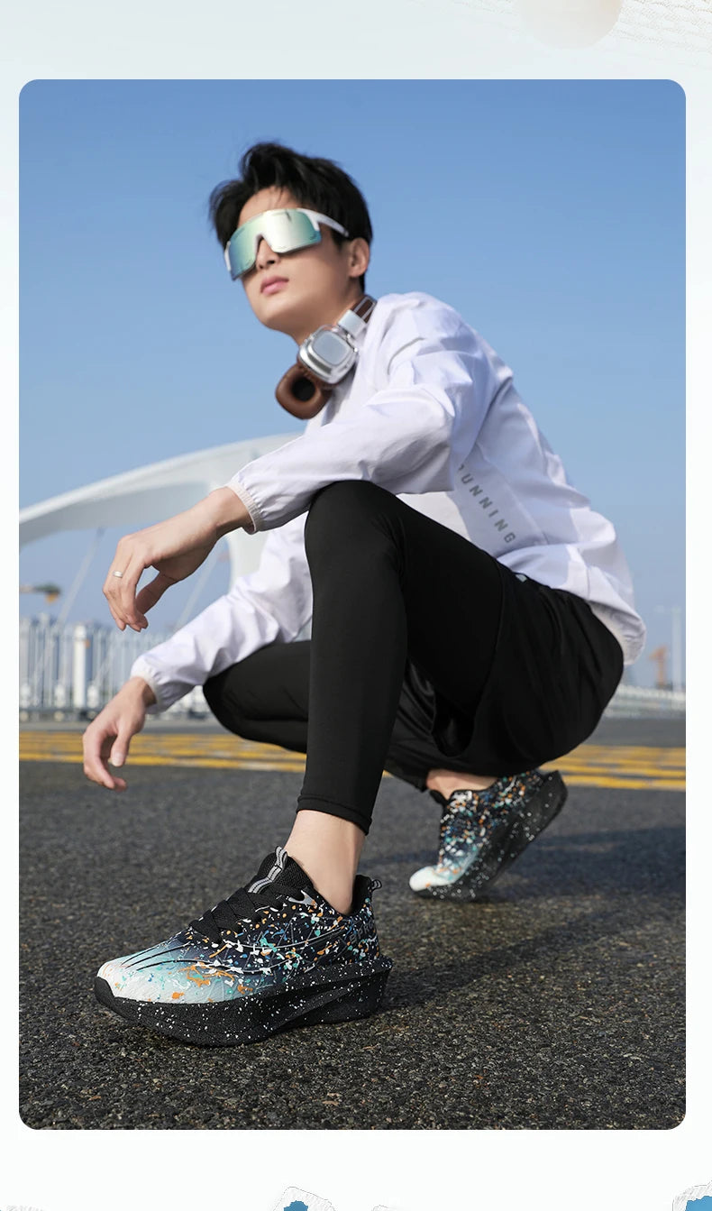 Zapatillas Deportivas para Mujer con Placa de Carbono Degradada, Amortiguadoras, Transpirables, Ligeras y Antideslizantes