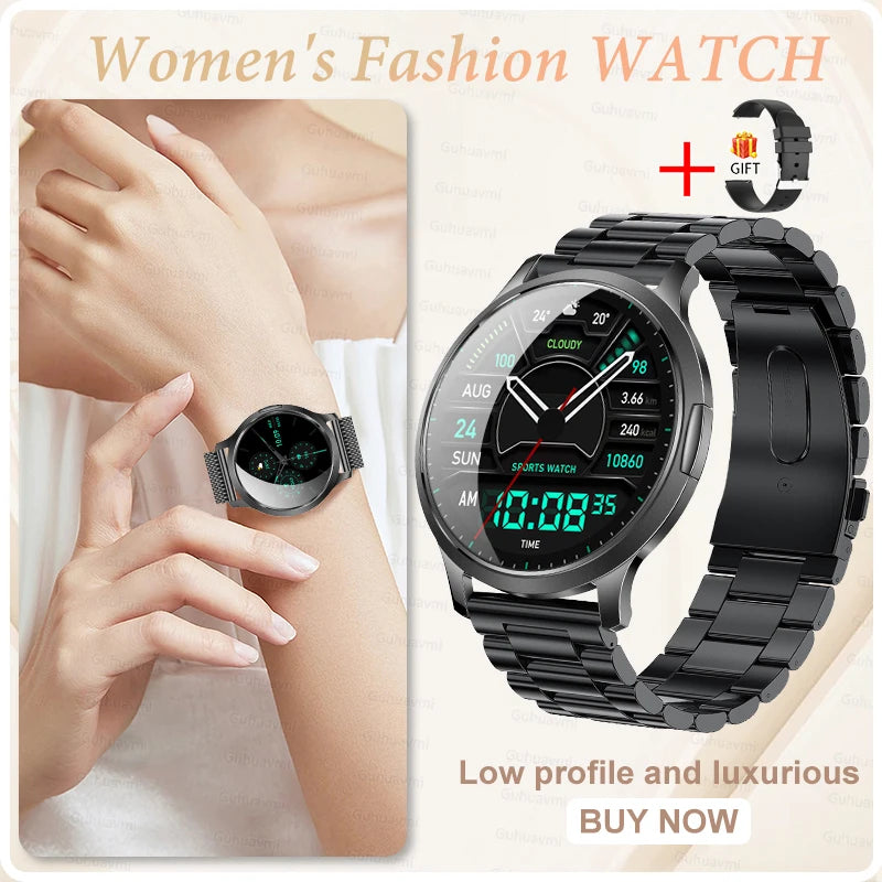 Nuevo reloj inteligente para mujer 1,32 "AMOLED pantalla completamente táctil Bluetooth llamada presión arterial IP68 impermeable NFC 7,3mm pulsera ultrafina