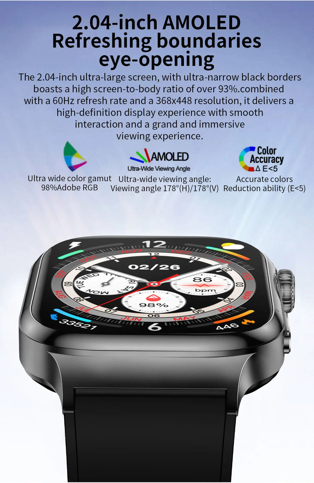 Nuevo Reloj Inteligente de Salud Nivel Hospitalario 2026 con Medición de Grasa Corporal, ECG, Oxígeno en Sangre, Presión Arterial, Pantalla AMOLED HD, Llamadas y Funciones Deportivas para Hombre