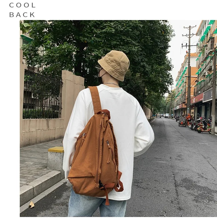 Mochila de lona de estilo japonés informal y a la moda para estudiantes de secundaria y universitarios mochila para mujeres 가mochilas masculinas