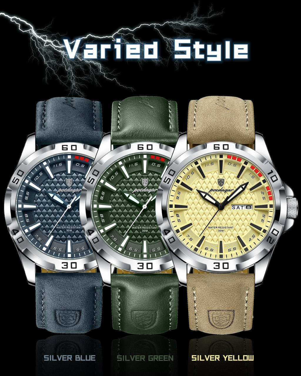 Reloj de pulsera POEDAGAR Original para hombre, Reloj de lujo resistente al agua con fecha luminosa y semana para hombre, relojes deportivos de cuero de cuarzo para hombre