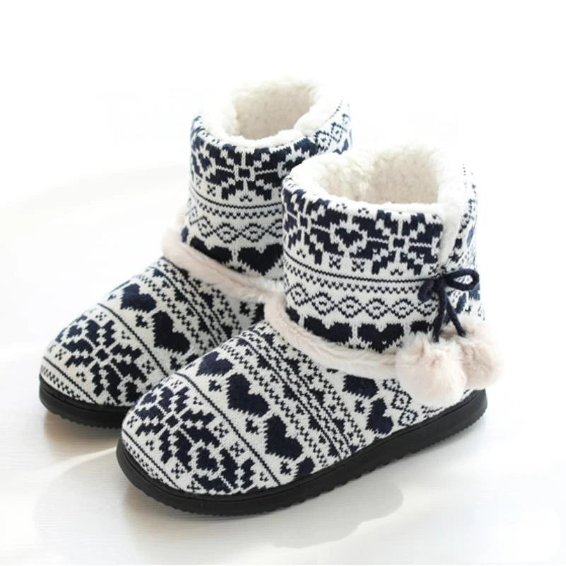 Zapatillas de Invierno para mujer, botines cálidos de felpa para interiores y exteriores, botas bonitas para el hogar