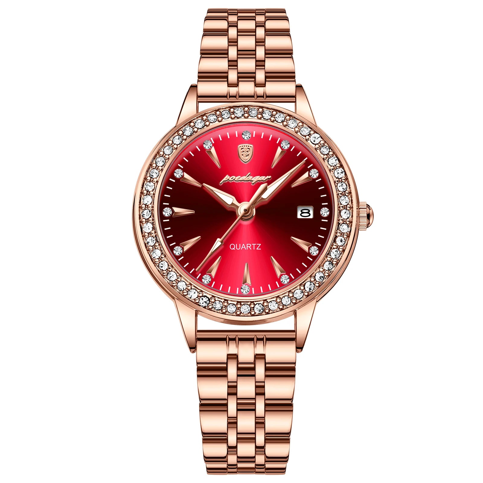 POEDAGAR, reloj informal de lujo para mujer, reloj resistente al agua con fecha para mujer, relojes de cuarzo elegantes con diamantes para mujer, reloj sencillo para mujer