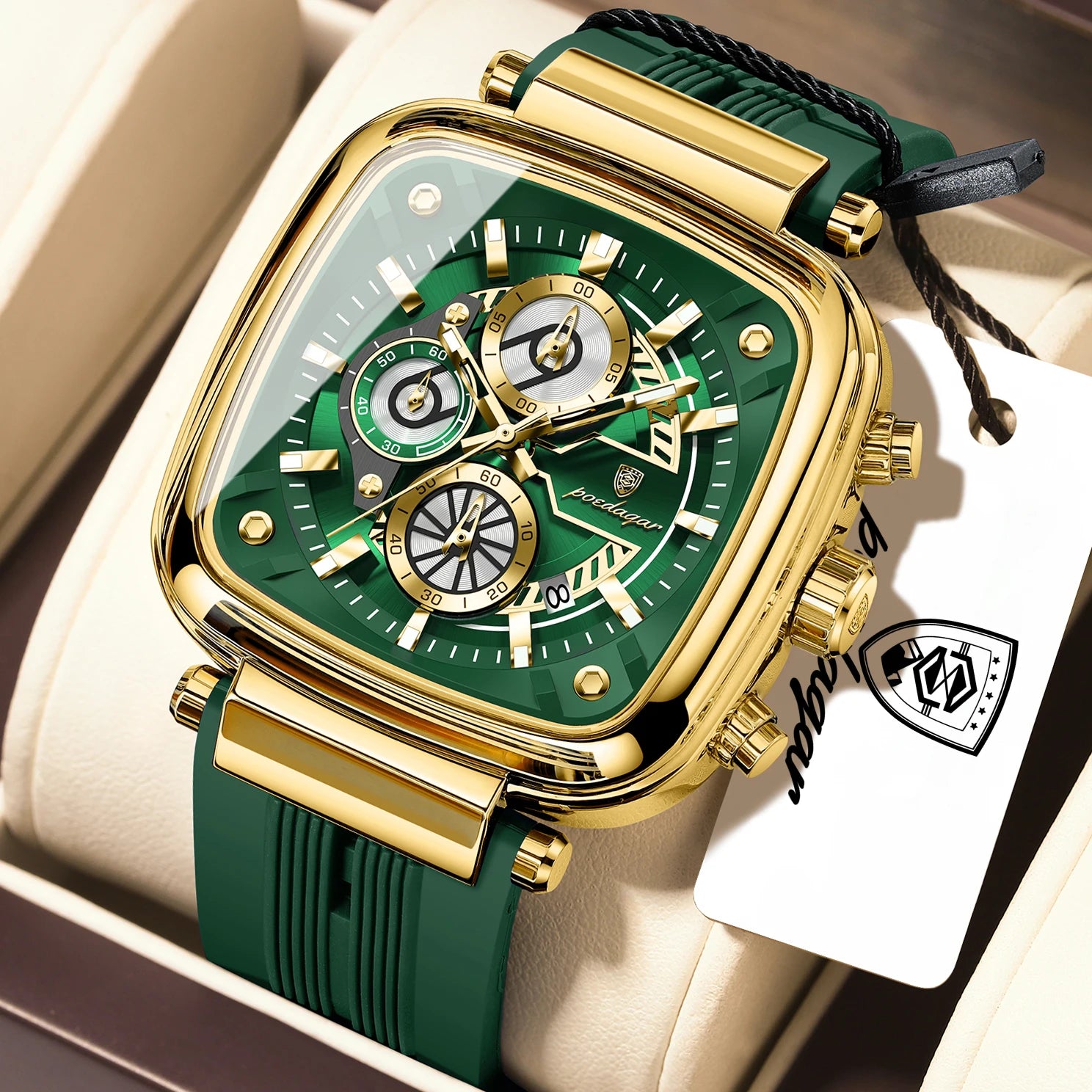 POEDAGAR Luxury Watch For Men Calendar Luminous Waterproof Man Clock Male Chronograph Silicone Sports Men's Quartz Watches Reloj