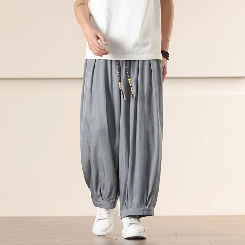 Pantalones Anchos Holgados de Hombre Estilo Chino para Primavera 2026, Pantalones Harem Casuales de Nueve Puntos para Hombre, Joggers Hip Hop de Otoño
