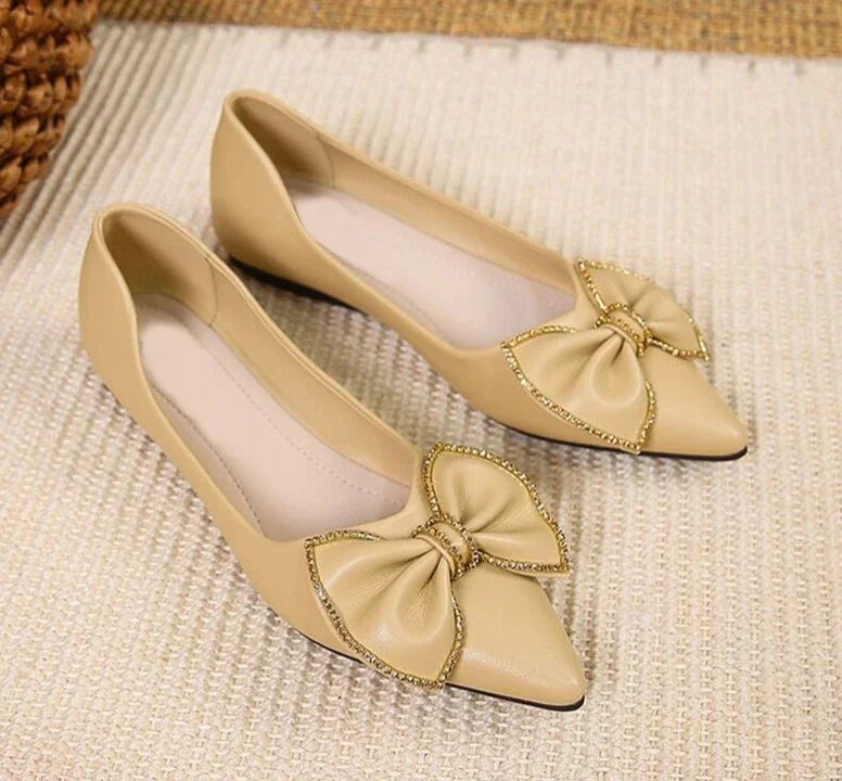 Zapatos planos con punta puntiaguda y lazo para mujer, calzado de oficina con tacón en promoción, estilo coreano, Popular, para vacaciones, Social, calzado para mujer joven